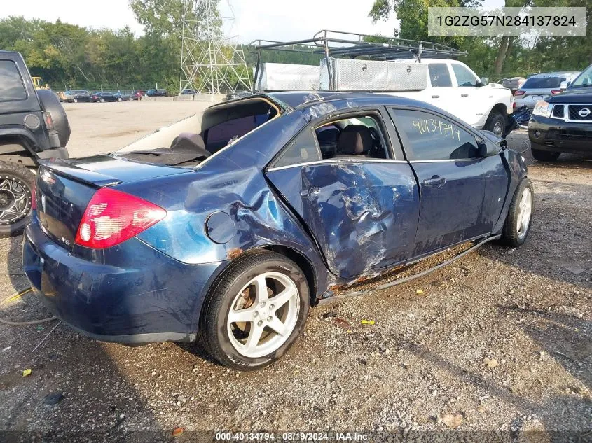 2008 Pontiac G6 VIN: 1G2ZG57N284137824 Lot: 40134794