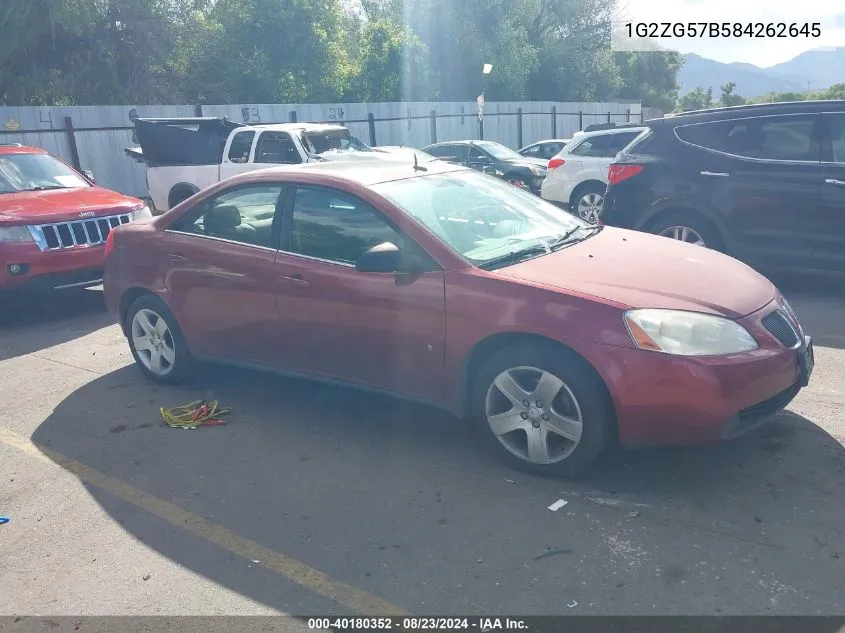 1G2ZG57B584262645 2008 Pontiac G6