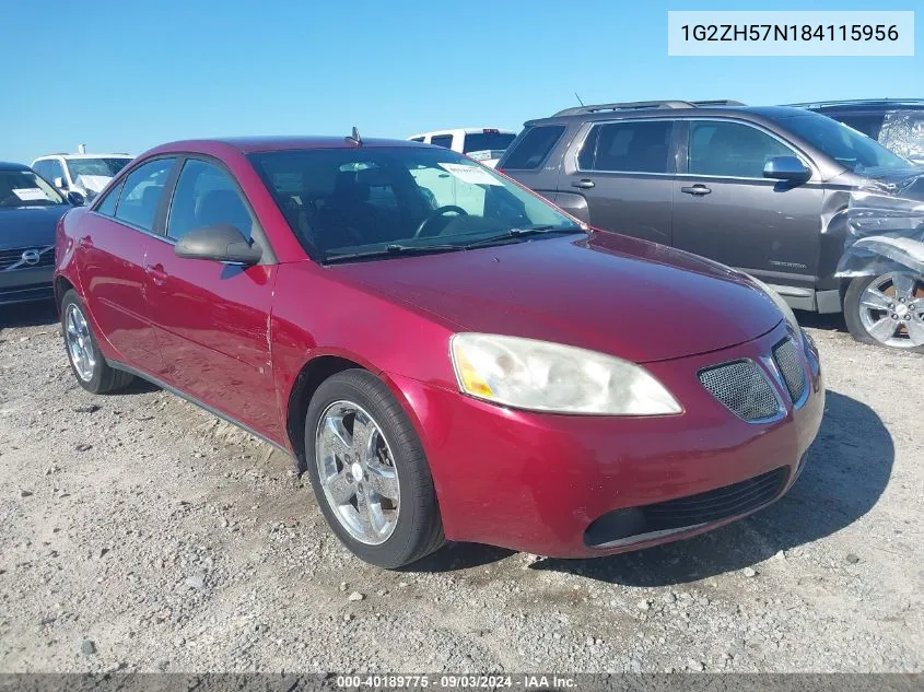 2008 Pontiac G6 Gt VIN: 1G2ZH57N184115956 Lot: 40189775