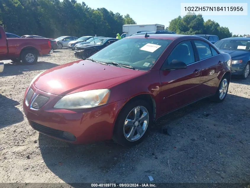 2008 Pontiac G6 Gt VIN: 1G2ZH57N184115956 Lot: 40189775