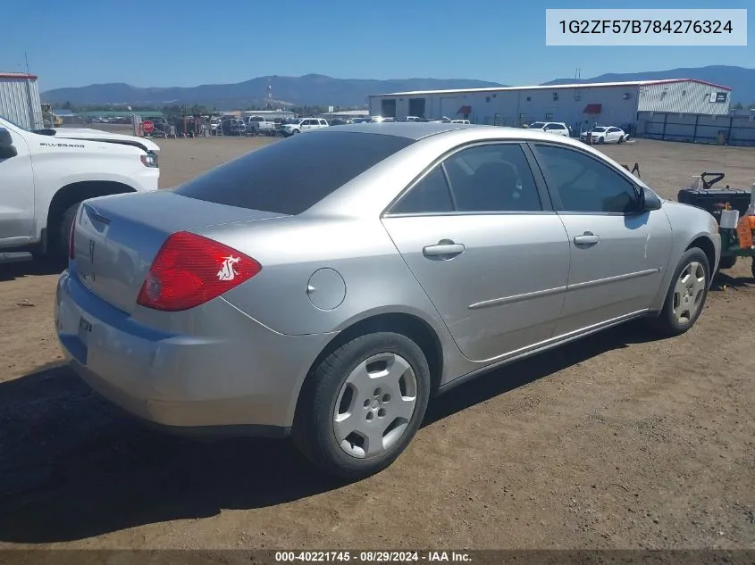 2008 Pontiac G6 Value Leader VIN: 1G2ZF57B784276324 Lot: 40221745