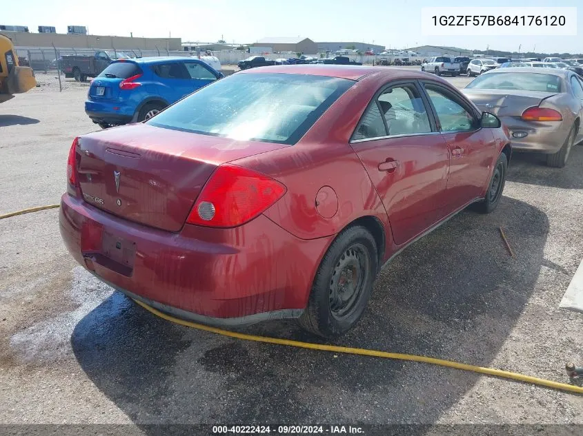 2008 Pontiac G6 Value Leader VIN: 1G2ZF57B684176120 Lot: 40222424