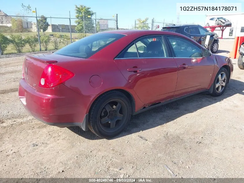 2008 Pontiac G6 Gt VIN: 1G2ZH57N184178071 Lot: 40249746