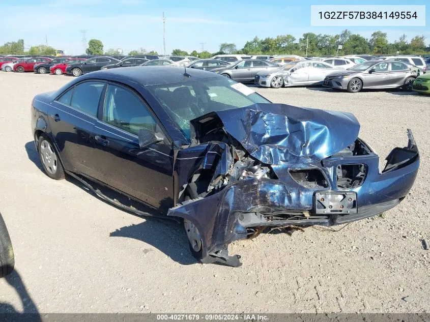 2008 Pontiac G6 Value Leader/Base VIN: 1G2ZF57B384149554 Lot: 40271679