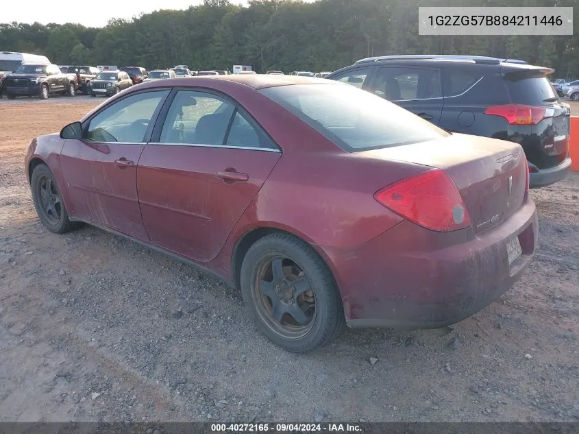 2008 Pontiac G6 VIN: 1G2ZG57B884211446 Lot: 40272165