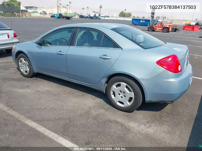 2008 Pontiac G6 Value Leader VIN: 1G2ZF57B384137503 Lot: 40297661