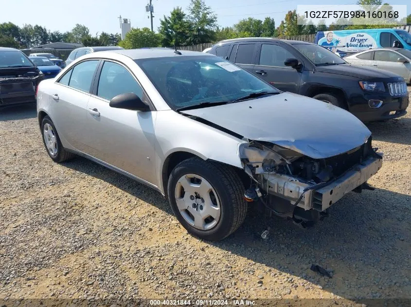 2008 Pontiac G6 Value Leader/Base VIN: 1G2ZF57B984160168 Lot: 40321844