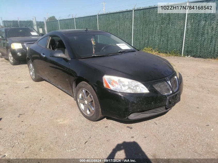 1G2ZH17N784168542 2008 Pontiac G6 Gt