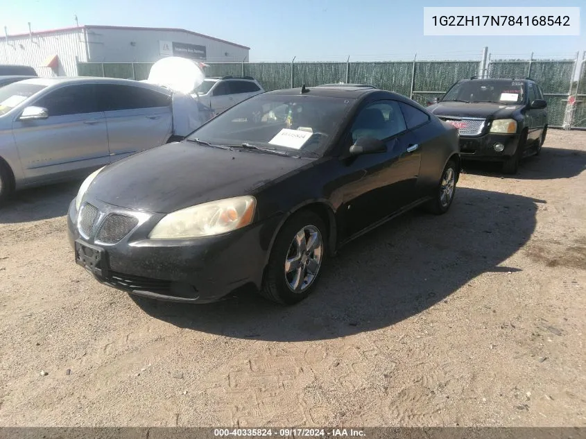 2008 Pontiac G6 Gt VIN: 1G2ZH17N784168542 Lot: 40335824