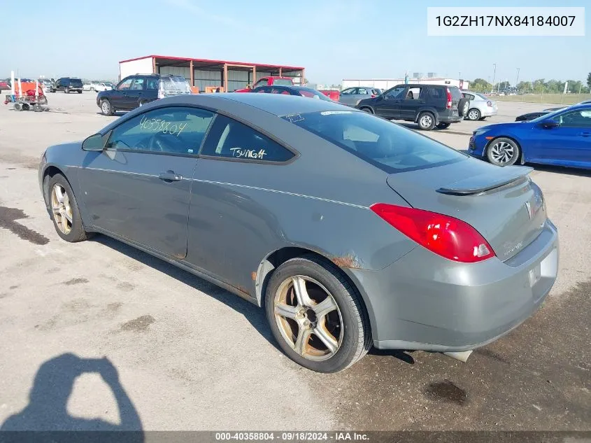 2008 Pontiac G6 Gt VIN: 1G2ZH17NX84184007 Lot: 40358804