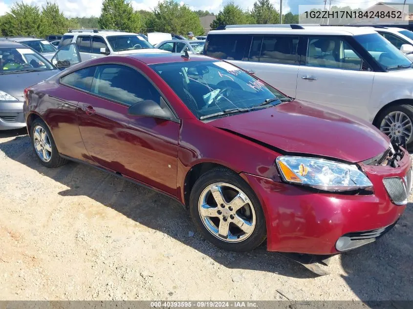 2008 Pontiac G6 Gt VIN: 1G2ZH17N184248452 Lot: 40393595