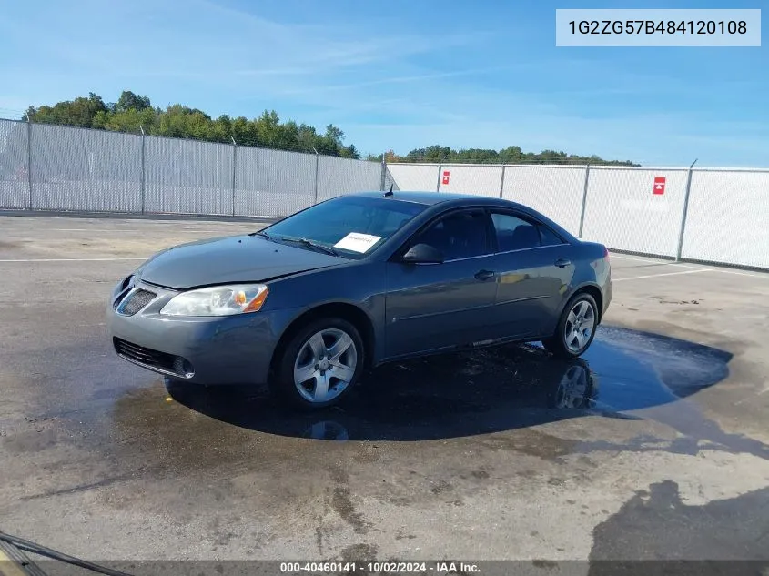 2008 Pontiac G6 VIN: 1G2ZG57B484120108 Lot: 40460141