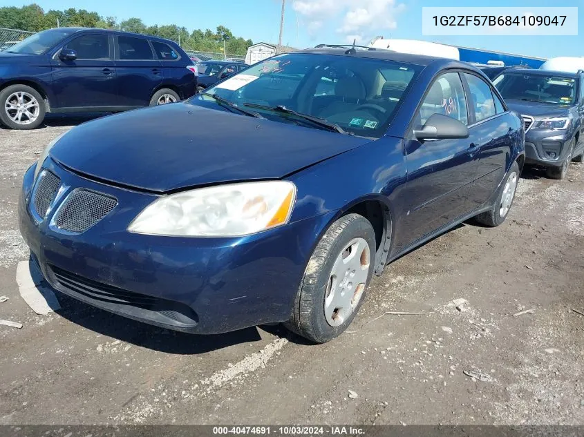 2008 Pontiac G6 Value Leader VIN: 1G2ZF57B684109047 Lot: 40474691