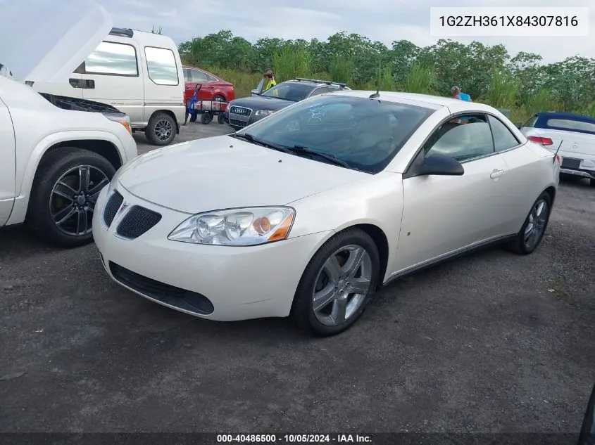 2008 Pontiac G6 Gt VIN: 1G2ZH361X84307816 Lot: 40486500