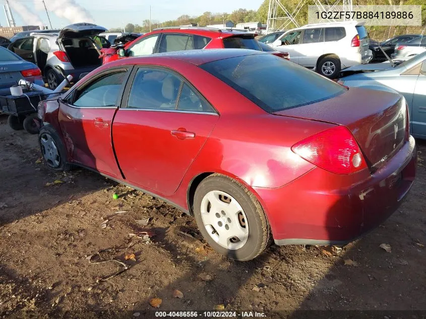 2008 Pontiac G6 Value Leader VIN: 1G2ZF57B884189886 Lot: 40486556