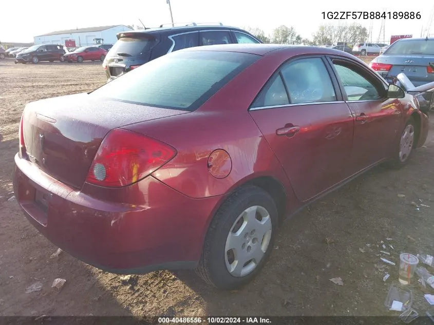 2008 Pontiac G6 Value Leader VIN: 1G2ZF57B884189886 Lot: 40486556