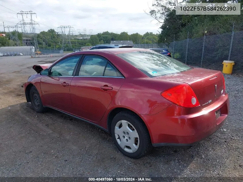 2008 Pontiac G6 Value Leader VIN: 1G2ZF57B584262390 Lot: 40497060