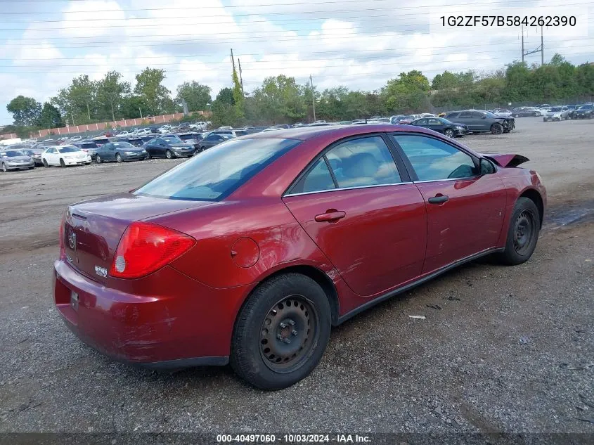 2008 Pontiac G6 Value Leader VIN: 1G2ZF57B584262390 Lot: 40497060