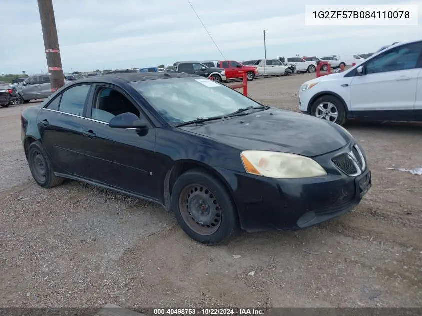 2008 Pontiac G6 Value Leader VIN: 1G2ZF57B084110078 Lot: 40498753