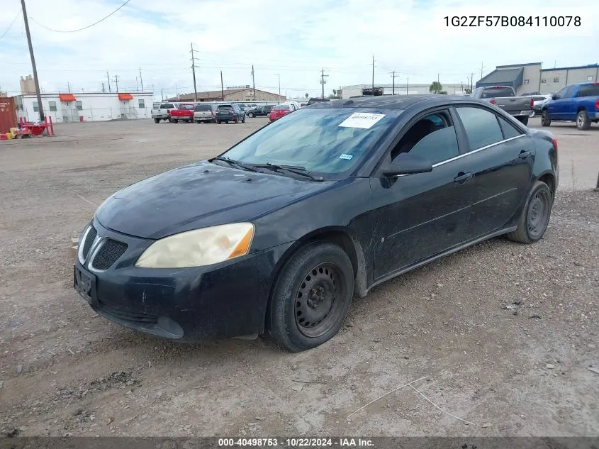 2008 Pontiac G6 Value Leader VIN: 1G2ZF57B084110078 Lot: 40498753