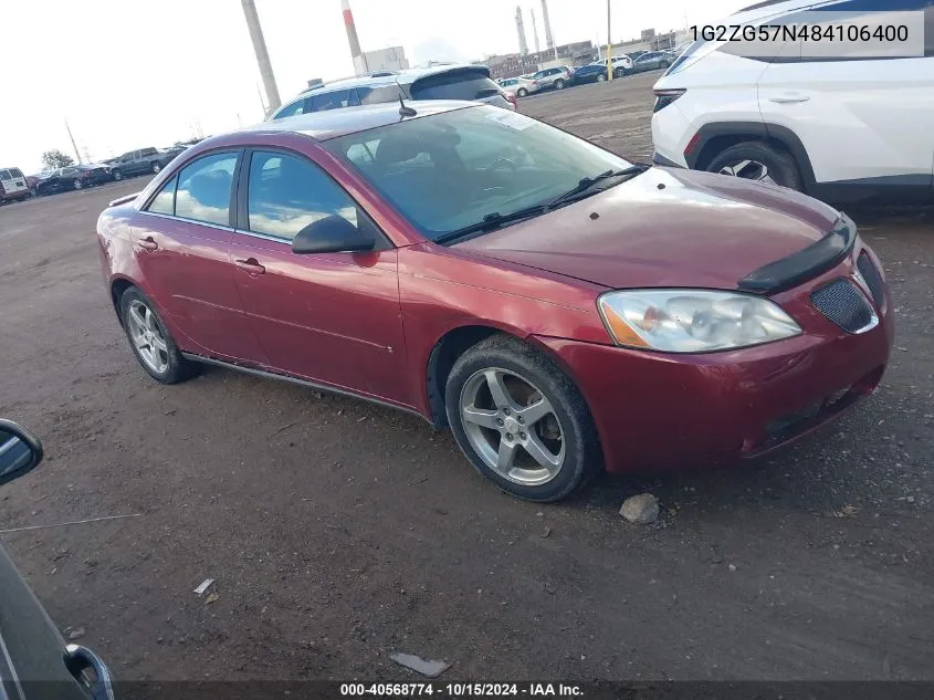 2008 Pontiac G6 VIN: 1G2ZG57N484106400 Lot: 40568774