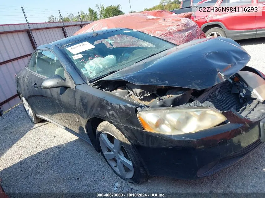 2008 Pontiac G6 Gt VIN: 1G2ZH36N984116293 Lot: 40573080