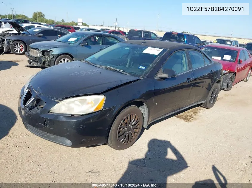 2008 Pontiac G6 Value Leader VIN: 1G2ZF57B284270091 Lot: 40577340