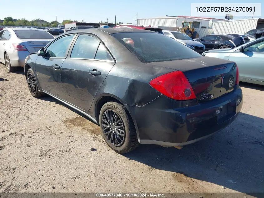 2008 Pontiac G6 Value Leader VIN: 1G2ZF57B284270091 Lot: 40577340