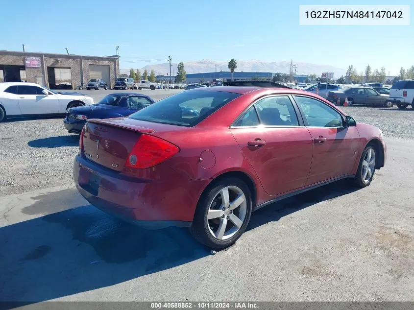 2008 Pontiac G6 Gt VIN: 1G2ZH57N484147042 Lot: 40588852