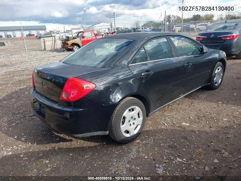 2008 Pontiac G6 Value Leader VIN: 1G2ZF57B284130400 Lot: 40599916