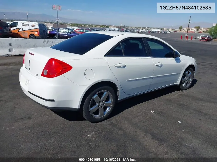 2008 Pontiac G6 Gt VIN: 1G2ZH57N484102585 Lot: 40601658