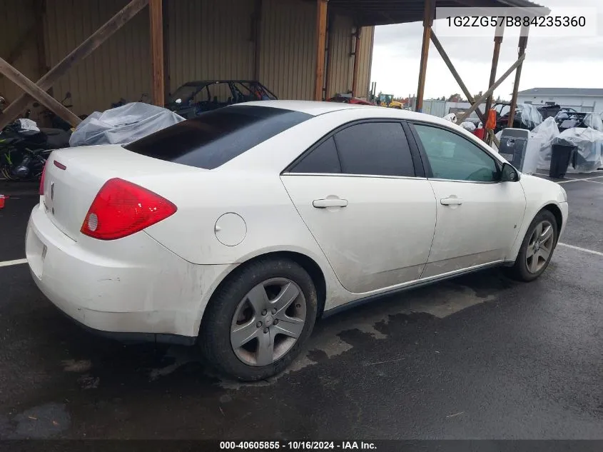 2008 Pontiac G6 VIN: 1G2ZG57B884235360 Lot: 40605855