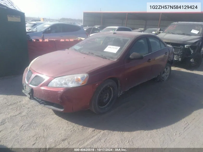 2008 Pontiac G6 Gt VIN: 1G2ZH57N584129424 Lot: 40625518