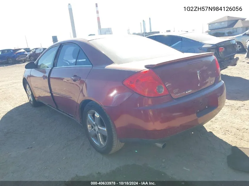 2008 Pontiac G6 Gt VIN: 1G2ZH57N984126056 Lot: 40633978