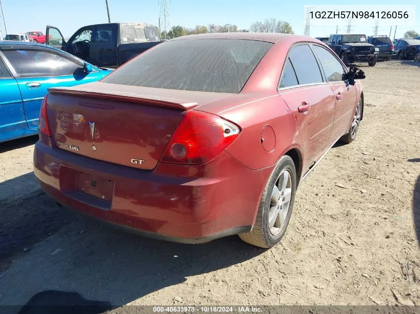 2008 Pontiac G6 Gt VIN: 1G2ZH57N984126056 Lot: 40633978