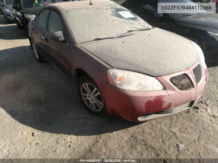 2008 Pontiac G6 Value Leader VIN: 1G2ZF57B484112366 Lot: 40659167