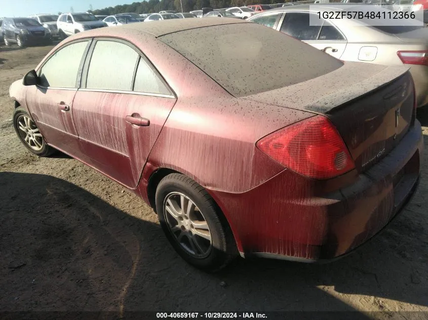 2008 Pontiac G6 Value Leader VIN: 1G2ZF57B484112366 Lot: 40659167