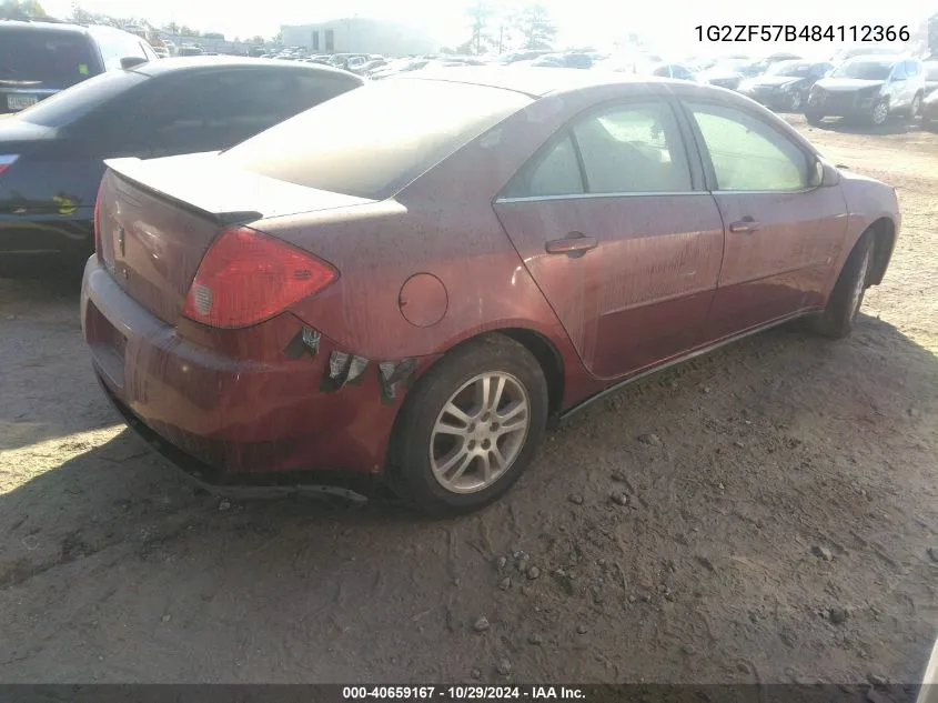 2008 Pontiac G6 Value Leader VIN: 1G2ZF57B484112366 Lot: 40659167