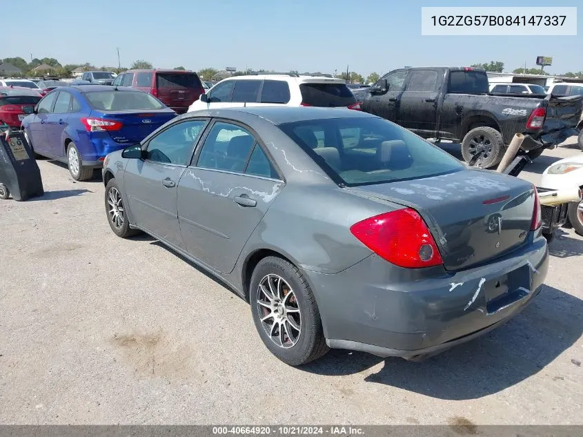 2008 Pontiac G6 VIN: 1G2ZG57B084147337 Lot: 40664920