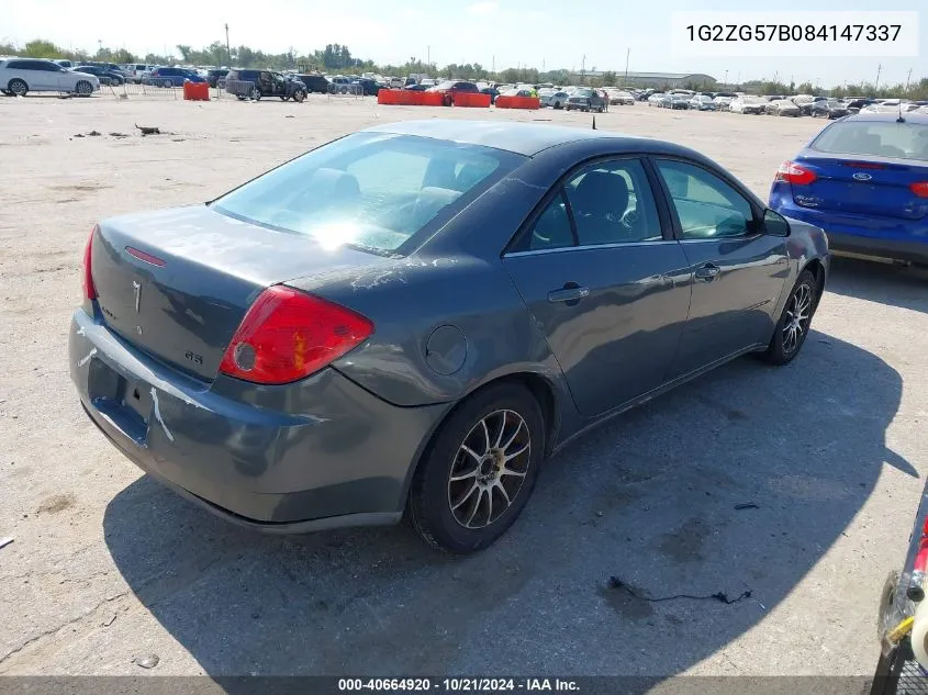 2008 Pontiac G6 VIN: 1G2ZG57B084147337 Lot: 40664920