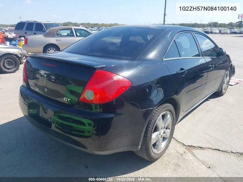 2008 Pontiac G6 Gt VIN: 1G2ZH57N084100140 Lot: 40666232