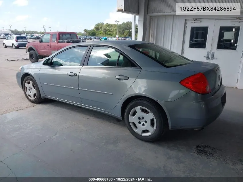 2008 Pontiac G6 Value Leader VIN: 1G2ZF57BX84286894 Lot: 40666780