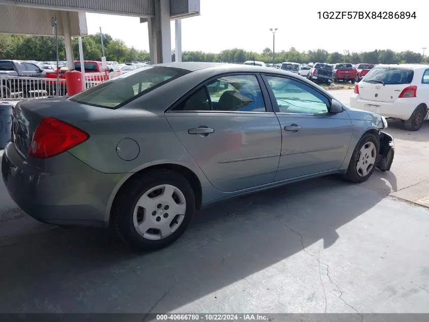 2008 Pontiac G6 Value Leader VIN: 1G2ZF57BX84286894 Lot: 40666780