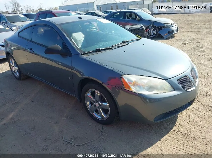 2008 Pontiac G6 Gt VIN: 1G2ZH17N884191828 Lot: 40726355