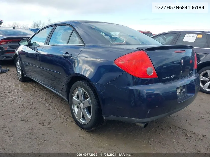 2008 Pontiac G6 Gt VIN: 1G2ZH57N684106184 Lot: 40772032