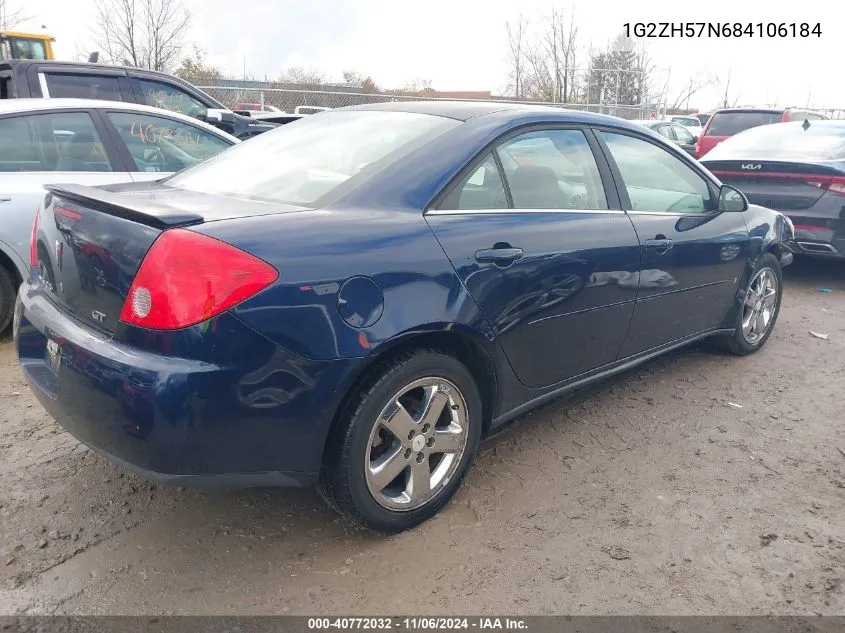 2008 Pontiac G6 Gt VIN: 1G2ZH57N684106184 Lot: 40772032