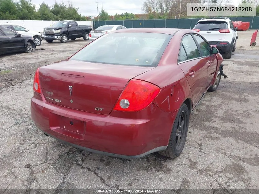 2008 Pontiac G6 Gt VIN: 1G2ZH57N684218208 Lot: 40793835