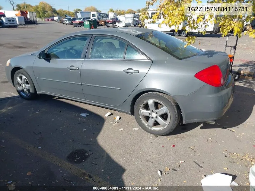 2008 Pontiac G6 Gt VIN: 1G2ZH57N884116781 Lot: 40834081