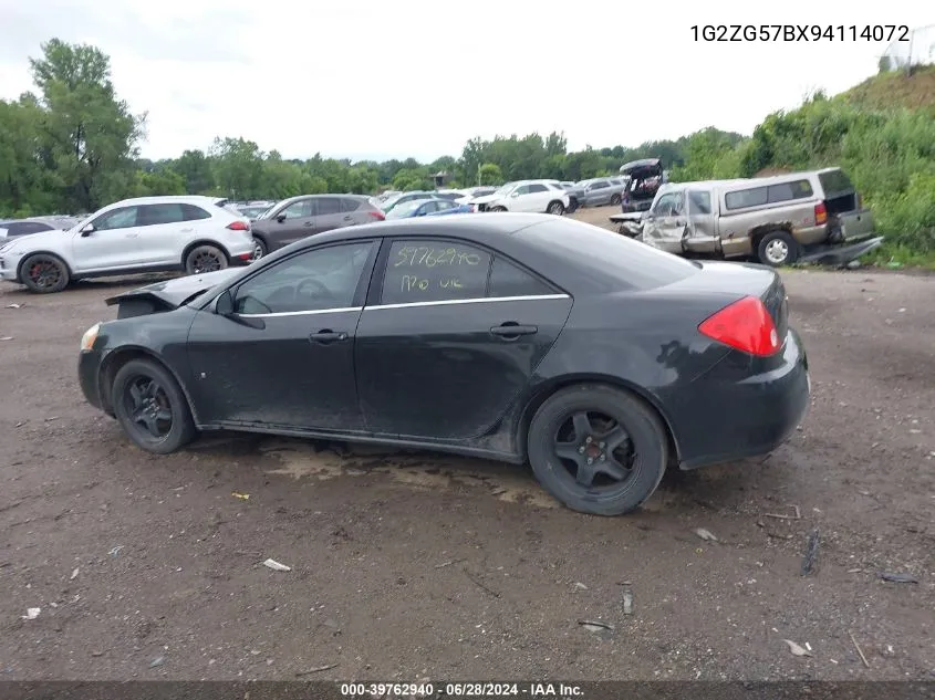 2009 Pontiac G6 VIN: 1G2ZG57BX94114072 Lot: 39762940