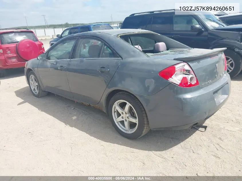 2009 Pontiac G6 New Se VIN: 1G2ZJ57K894260651 Lot: 40035500